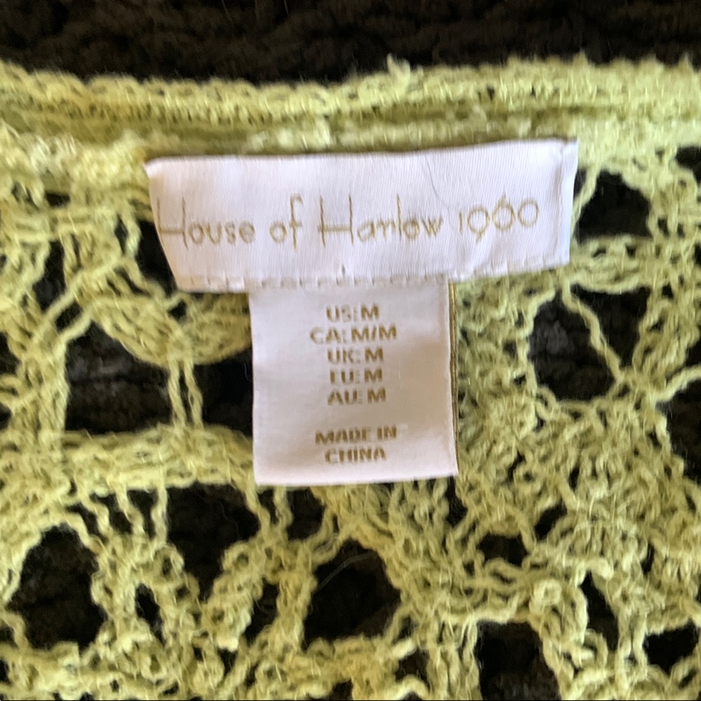 House of Harlow 1960 Lime Green Crochet Maxi Dress Boho Festival Beach - Picture 3 of 10